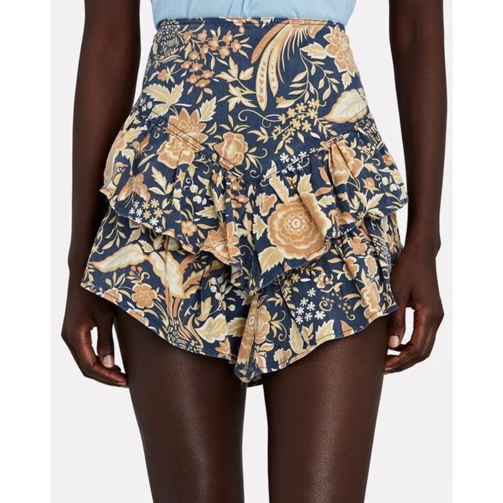 MOTHER Floral Navy and Tan Skirt STRETCH